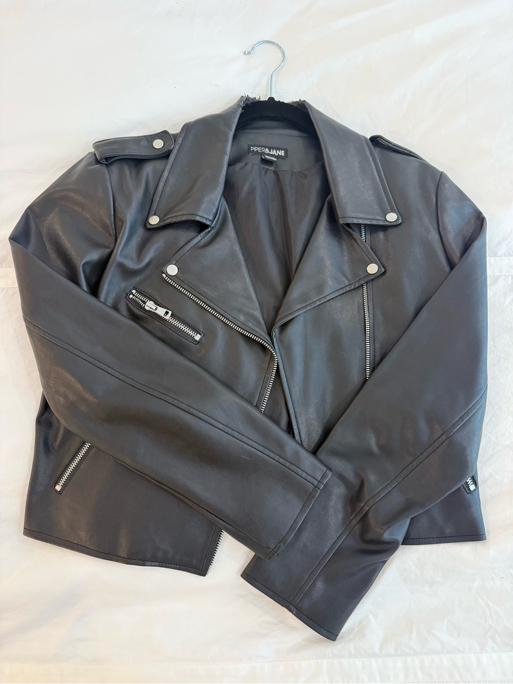 Women's Black Faux Leather Moto Jacket - Classic Biker Style